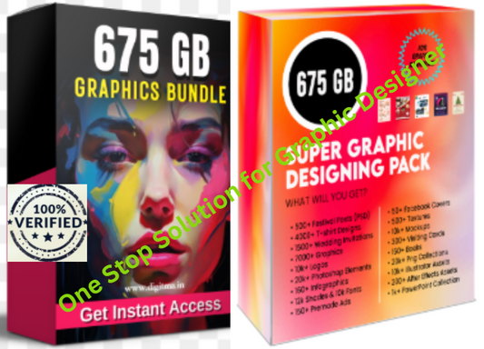 (675 GB Pack) Graphic Design Bundle